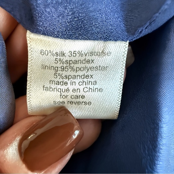 💙 Ronny Kobo Blue Silk Blend Ruched Mini Dress V-Neck Long Sleeve XS - Picture 6 of 9